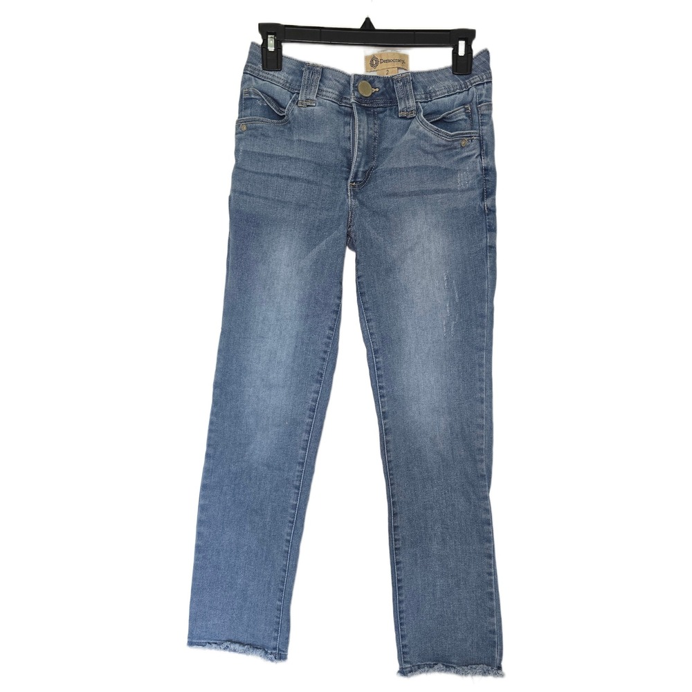 Democracy Ab Technology Straight Leg Jean Medium Wash Raw Hem Size 2 B2187N3XHXX